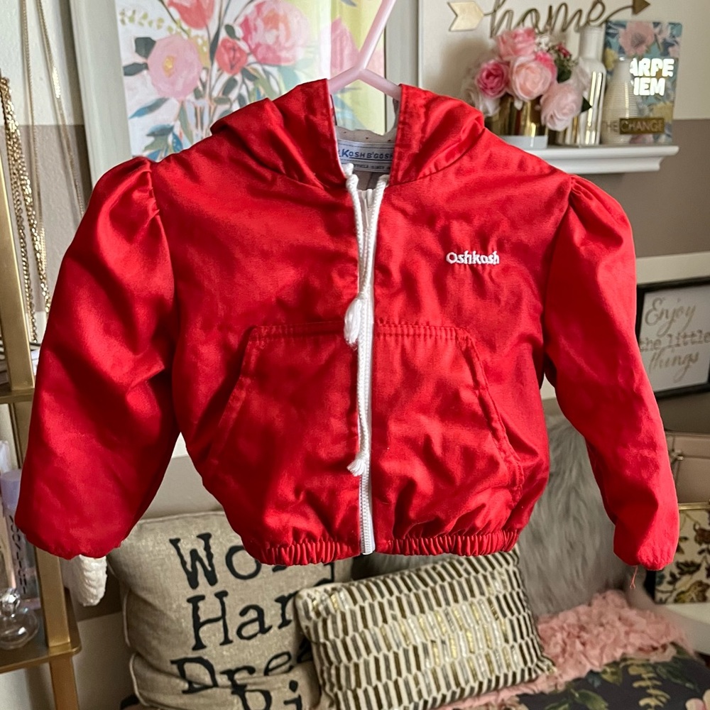 Vintage Oshkosh red zip jacket size 12M - Picture 2 of 9